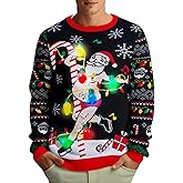 Goodstoworld Light Up Ugly Christmas Sweater for Men Women Funny LED Knitted Sweaters