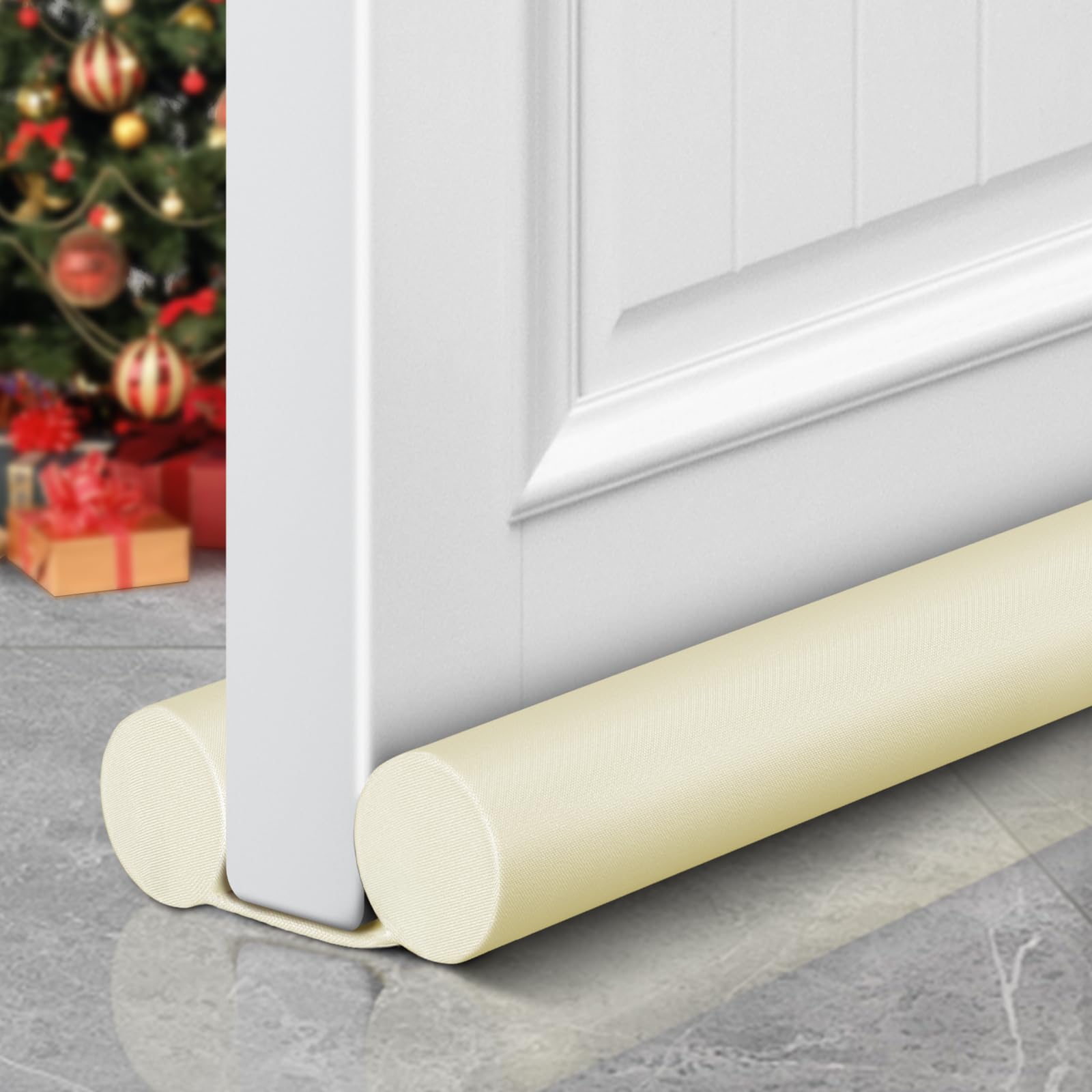 Door Draft Stopper - 36 inch, Reduces Air Draft, Draft Stopper for Bottom of Door, Gap Filler, Door Seal for Improved Insulation（Beige）