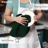 Encasa XO Kitchen Dish Towels Set Dark Green Waffle Weave Cotton 70x45cm 4pk view 4
