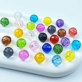 Tingoons 400 PCS 8mm Acrylic Round Faceted Beads Crystal Spacer Beads Multiple Faceted Loose Beads for DIY Jewelry Making Bracelet Necklace Earring Wind Chimes Wine Charms Sun Catchers(Multicolor)