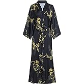 Aensso Long Soft Lightweight Silky Kimonos Robes for Women, Luxury Japanese Floral Womens Kimono Robe
