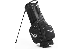 ANNCORD Golf Stand Bag with 14 Way Full Length Dividers, PU Leather Golf Bag for Men, Waterproof Golf Bags with Stand, 6 Pockets & Cooler Pouch, Adjustable Dual Straps, 2 Rain Cover Hood