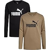 PUMA Boys Long Sleeve Shirts - 2 Pack Athletic Youth Crew Neck Performance Activewear Boys T Shirts for Kids (8-20)