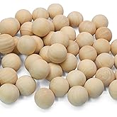 Luomorgo 50 Pcs 3/4 Inch Unfinished Natural Wooden Balls - Hardwood Round Wood Balls for DIY Crafts Projects