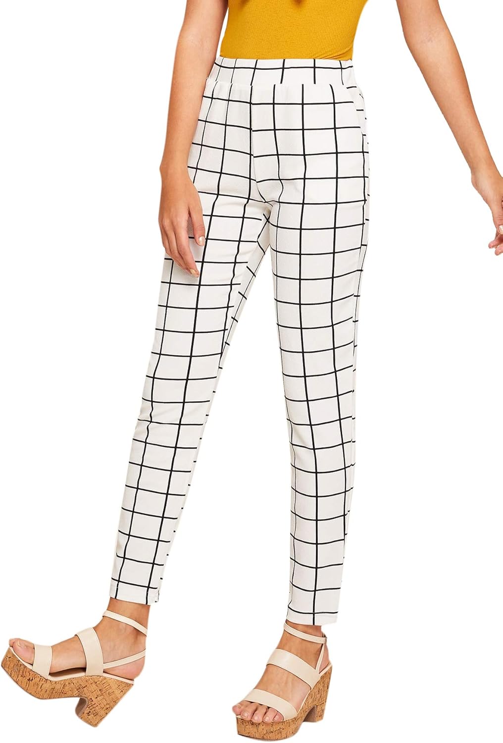 SweatyRocks Women's Casual High Waist Skinny Leggings Stretchy Work Pants at  Women’s Clothing store