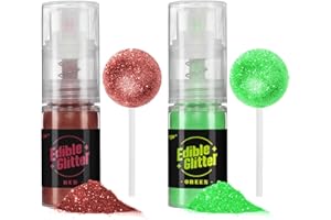 SUJOYGAR Red and Green Edible Glitter Spray, Christmas Edible Glitter for Cocktails, Shimmer Powder Luster Dust Edible for Cake Drink Strawberrie Cupcake Cookies Christmas Baking Decoretion, Vegan(5g/Bottle)