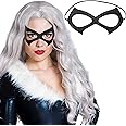 Komotu Black Leather Half Cat Eye Costume Mask Halloween Cosplay Accessory Party Props Favors
