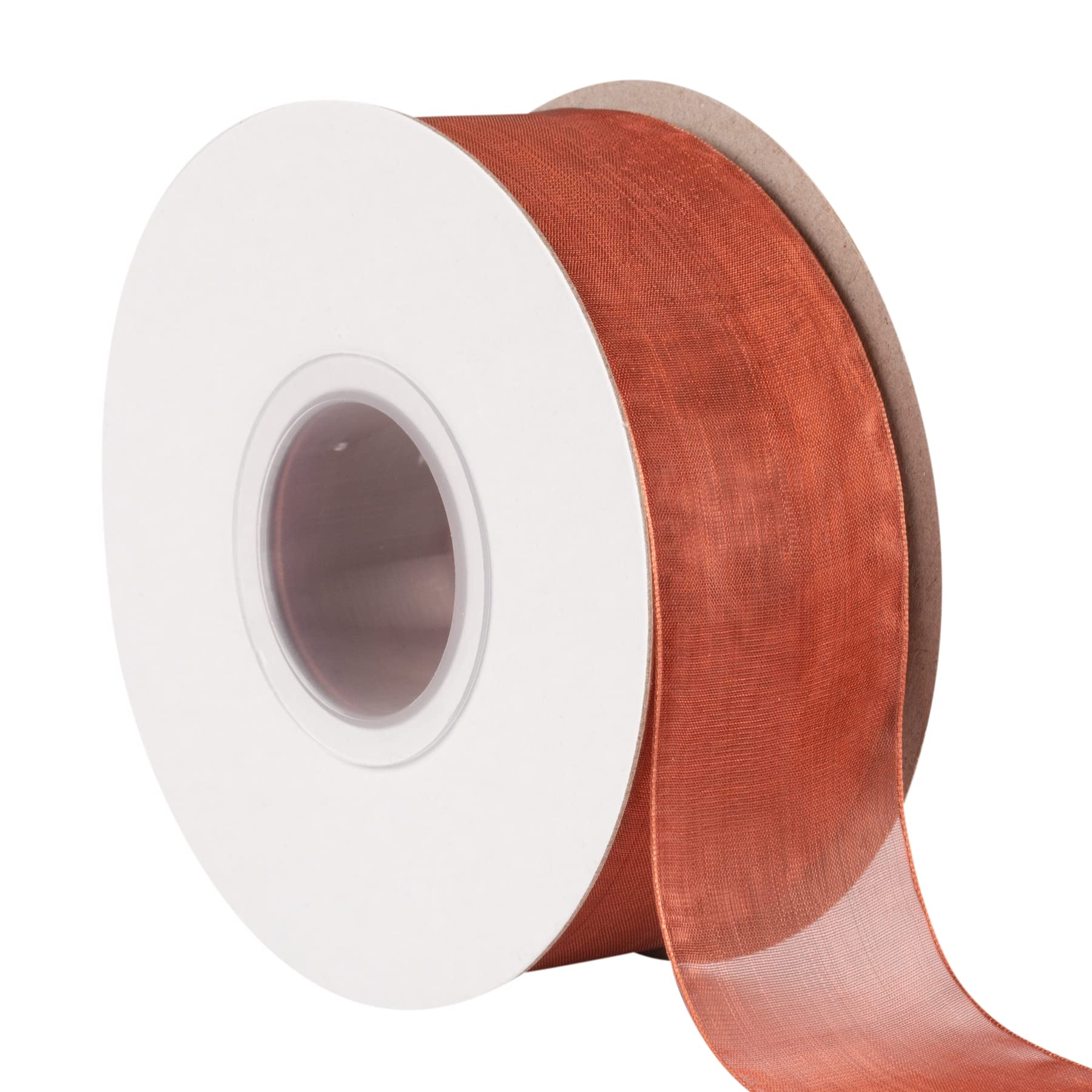 TEKDEERE 38mm Sheer Organza Ribbon,Burgundy Shimmer Chiffon Ribbon for DIY Crafts Wedding Party Decorations, Gift Wrapping Bridal Bouquets (45M)