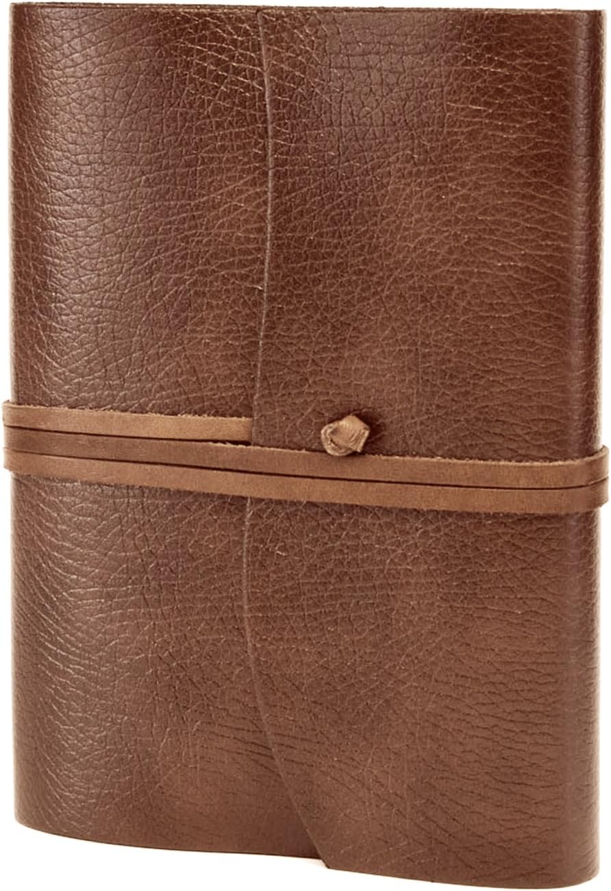 BELCRAFT Tivoli Large Recycled Leather Bound Journal, Notebook, Notepad, Including Gift Box, (12x17 cm) Tan - Image 3