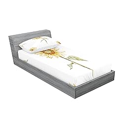 Ambesonne Sunflower Fitted Sheet & Pillow Sham