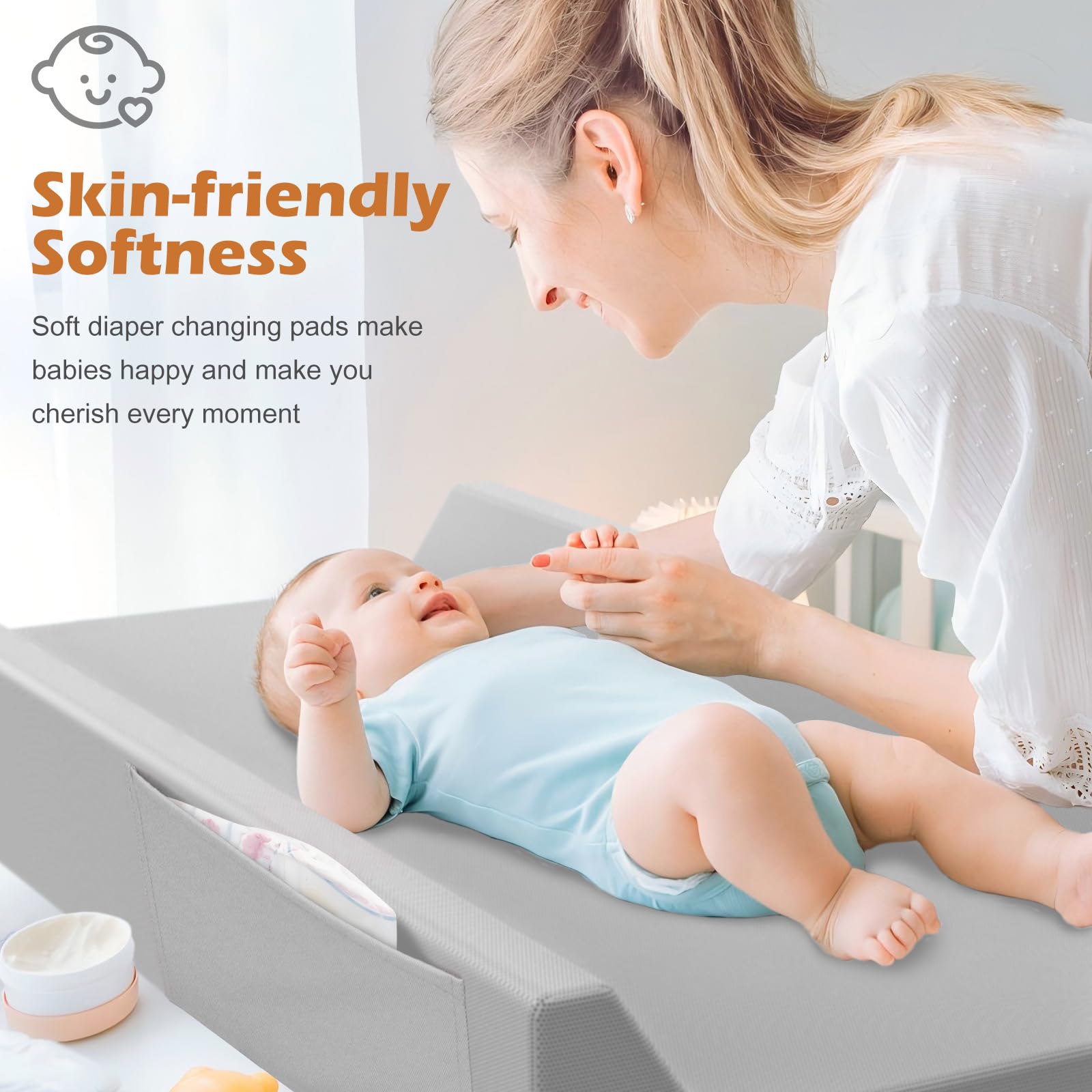 Vegan Leather Baby Changing Pad, Waterproof & Wipeable Soft Diaper Changing Mat 32