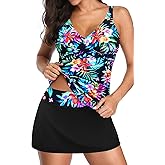 Talisea Womens Tankini Bathing Suits with Skirt Two Piece Tummy Control Swimsuits Ladies Swimwear