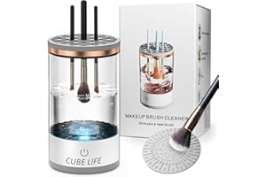 CUBE LIFE Electric Makeup Brush Cleaner Machine - Portable Automatic USB Cosmetic Brushes Cleanser Tool for All Size Beauty Makeup Brush Set, Brushes Cleaner Machine with Mat