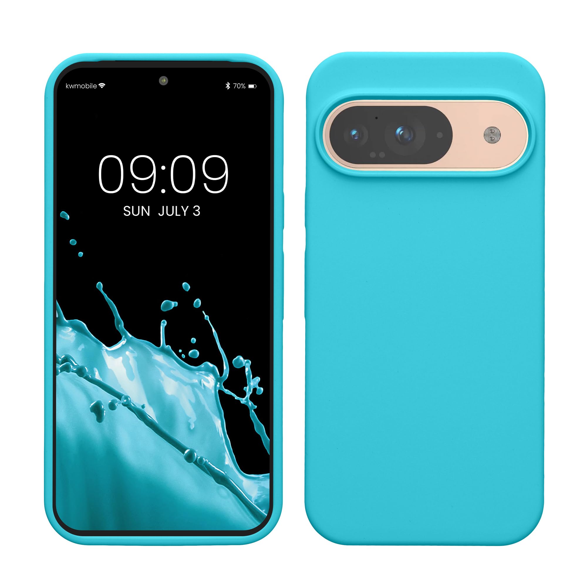 kwmobile Case Compatible with Google Pixel 9 Case - Soft Cover Compatible with Google Pixel 9 Pro Cover - Wireless Charging Cool Glacier