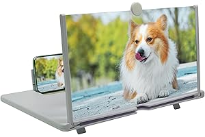 AILENYUN 16" Mobile Phone Screen Magnifier，3D HD Mobile Phone Magnifier Projector Screen for Movies, Videos, Foldable Phone Stand with Screen Amplifier，Supports All Smartphones (White, 16 inches)