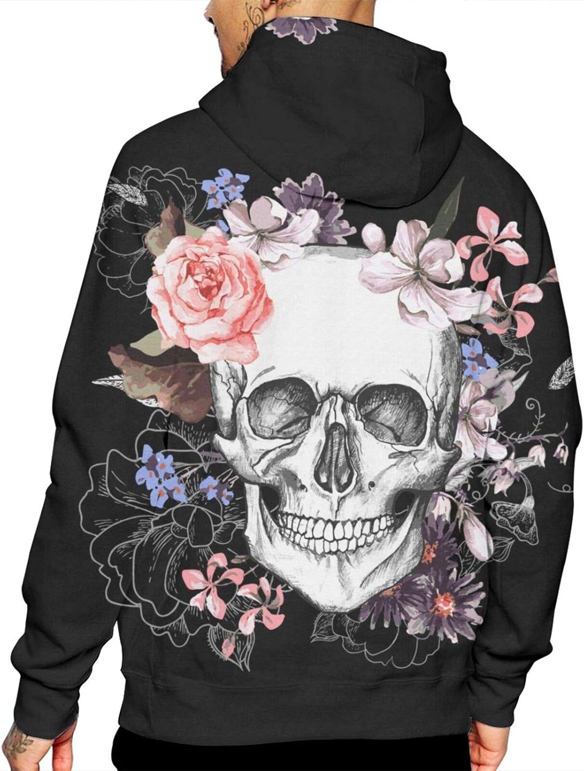 Amazon Co Jp パーカー メンズ プルオーバー 頭蓋骨の花の日死んだビンテージベクトルイラスト スウェット フード付き 秋服 長袖 冬服 服 ファッション小物