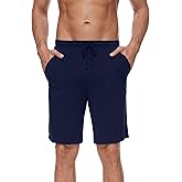 WiWi Viscose from Bamboo Pajamas Shorts for Men Soft Knit Pajama Sleep Bottoms Summer Pj Short Pants S-XXL, Navy, X-Large