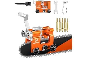 OMCCHK Chainsaw Sharpener Jig, Chain Saw Sharpener Tool with 5 Sharpening Shank, Universal Chain Saw Blade Sharpener with Cleaning Brush, Portable Chainsaw Sharpening Kit for 4-22" Saw Chain
