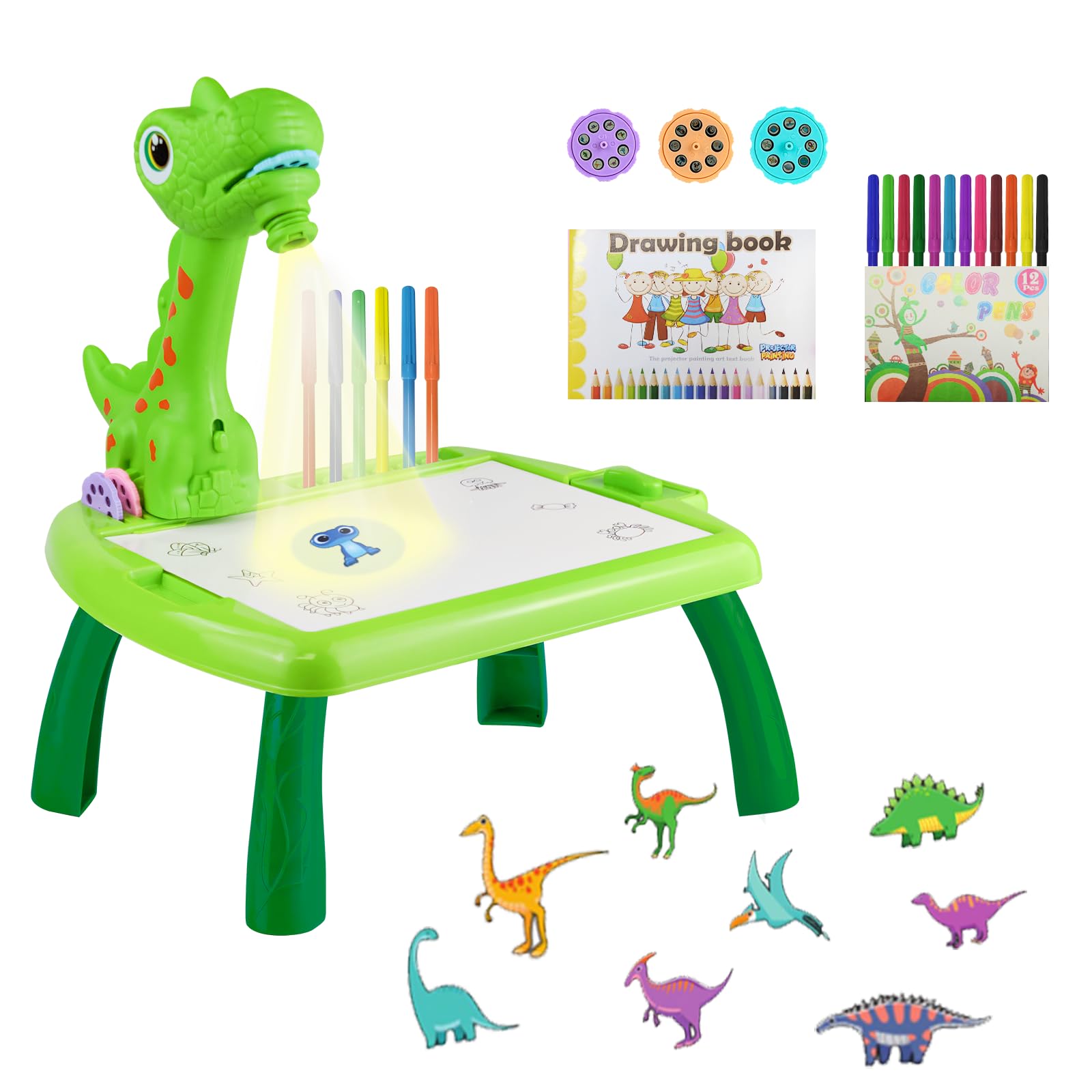 Drawing Projector Table for Kids - Dinosaur Gifts for Boys, Kids Drawing Set for Children Age 2 3 4 5 6 7 8 Years Old, Girls Boys Painting Easel Birthday for Home School Party, Dinosaur