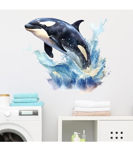 Adesivo Minimalista Orca Whale &ndash; Decalcomania In Vinile Nero Ocean Life Per Auto, Laptop, Finestre E Altro AA7UM - Italia