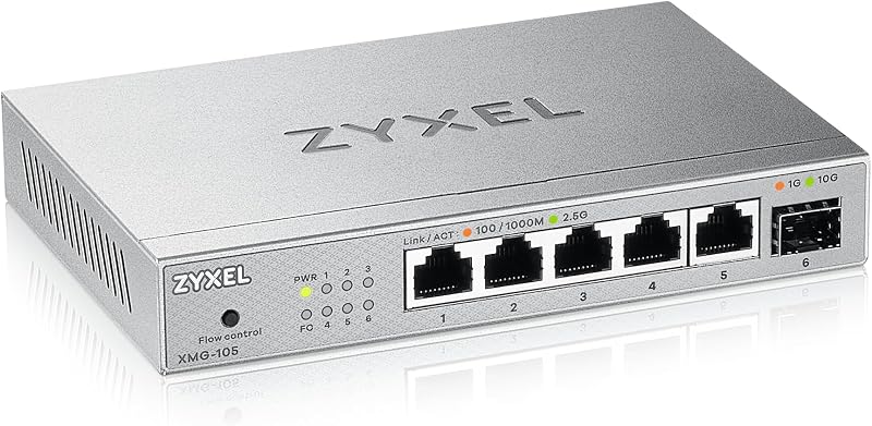 Zyxel XMG-105 5-Port 2.5G Multi-Gig Unmanaged Switch 1x 10G SFP+ Desktop