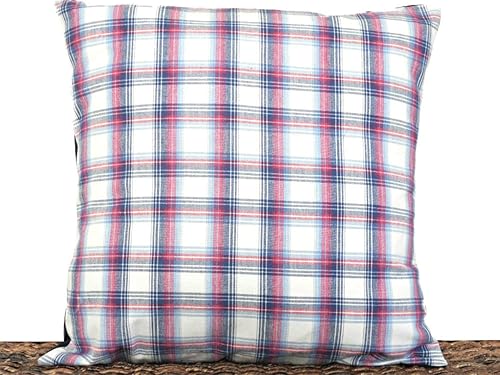 Amazon Com Patriotic Plaid Throw Pillow Cover Tartan Red White