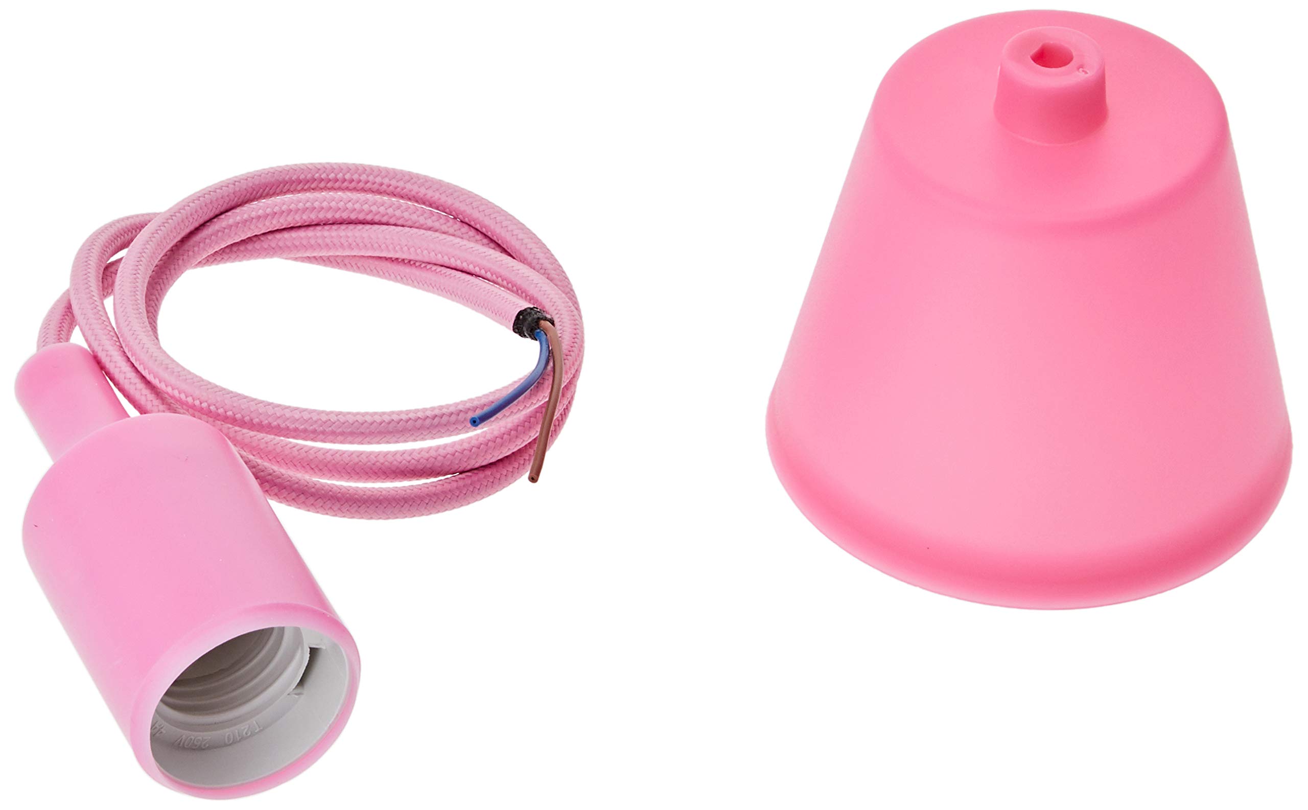 Jandei - E27 Silicone Lampholder, Pendant Lamp with 90cm Adjustable Cord. Decoration Living Room, Bedroom, Bedroom, Commercial. Colour Pink