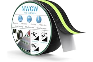 NWGW Glow in Dark Anti Slip Tape, 2" x50FT Heavy Duty Waterproof Safety Grip Tape for Stairs, Pool, Bathroom - Black & Glow Stripe Indoor/Outdoor Multi-Purpose Traction Tape