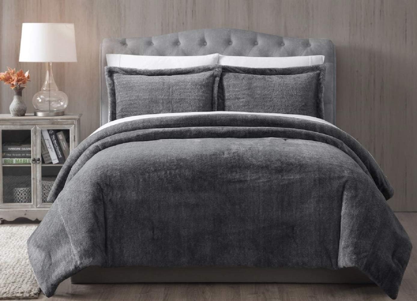 Home Fashions 3Piece Faux Fur Comforter Set Soft