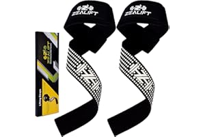 Zealift Lifting Straps - Cotton & Neoprene with Silicone-Dotted Grip for Firm Hold - Support for Strength Training in the Gym