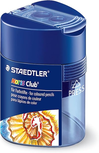 Staedtler 512 128 Double-Hole Triangular Pencil Sharpener, Metal Inset, 30°