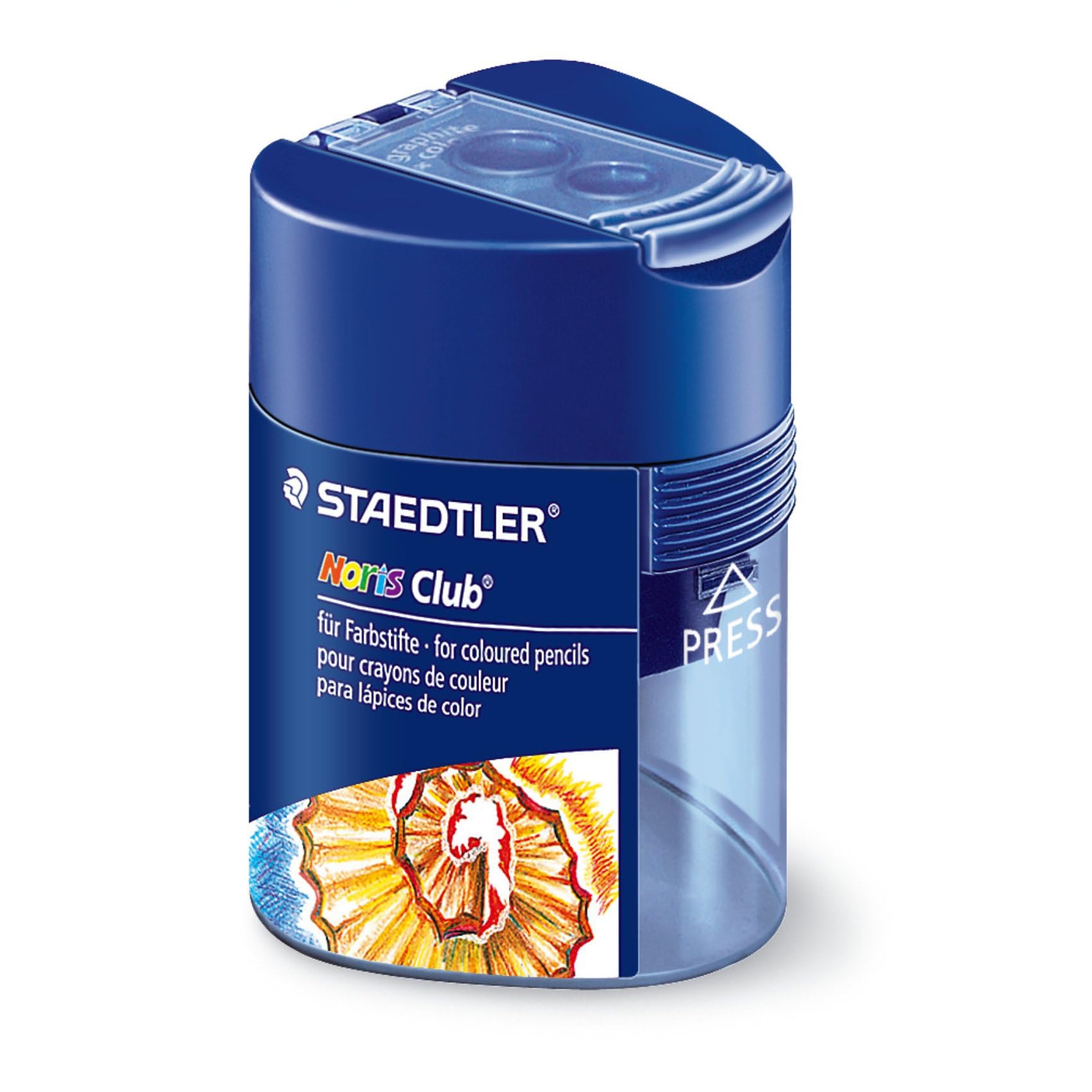 STAEDTLER 512 128 Double-Hole Triangular Pencil Tub Sharpener for Graphite and Coloured Pencils