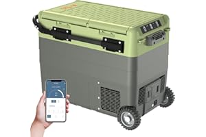 AKHAL-TEKE 12 Volt Refrigerator, Portable Freezer Rechargeable 53 Quart(50L) Dual Zone Independent Temperature Control 12/24V DC and 110-240V AC for Car, RV, Camping and Home Use -X50(NO BATTERY)