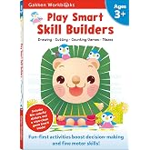 Play Smart Skill Builders Age 3+: Preschool Activity Workbook with Stickers for Toddlers Ages 3, 4, 5: Build Focus and Pen-control Skills: Tracing, Mazes, Matching Games, and More (Full Color Pages)