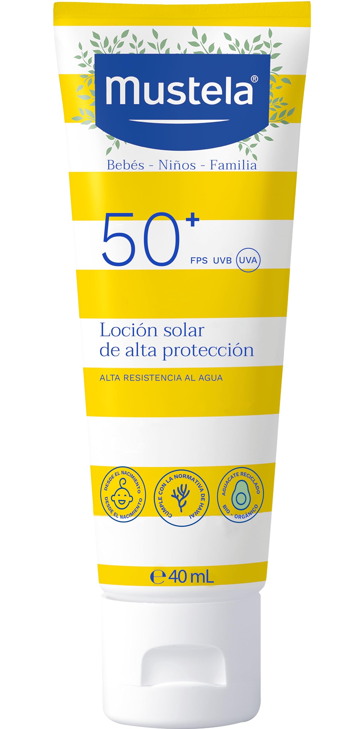 Mustela - Very High Sun Protection Spray - Sunscreen SPF 50 with Avocado Perseose and vitamin E - Water and Sand Resistant Body Lotion - for Babies, Children and Adult Skins – 40ml