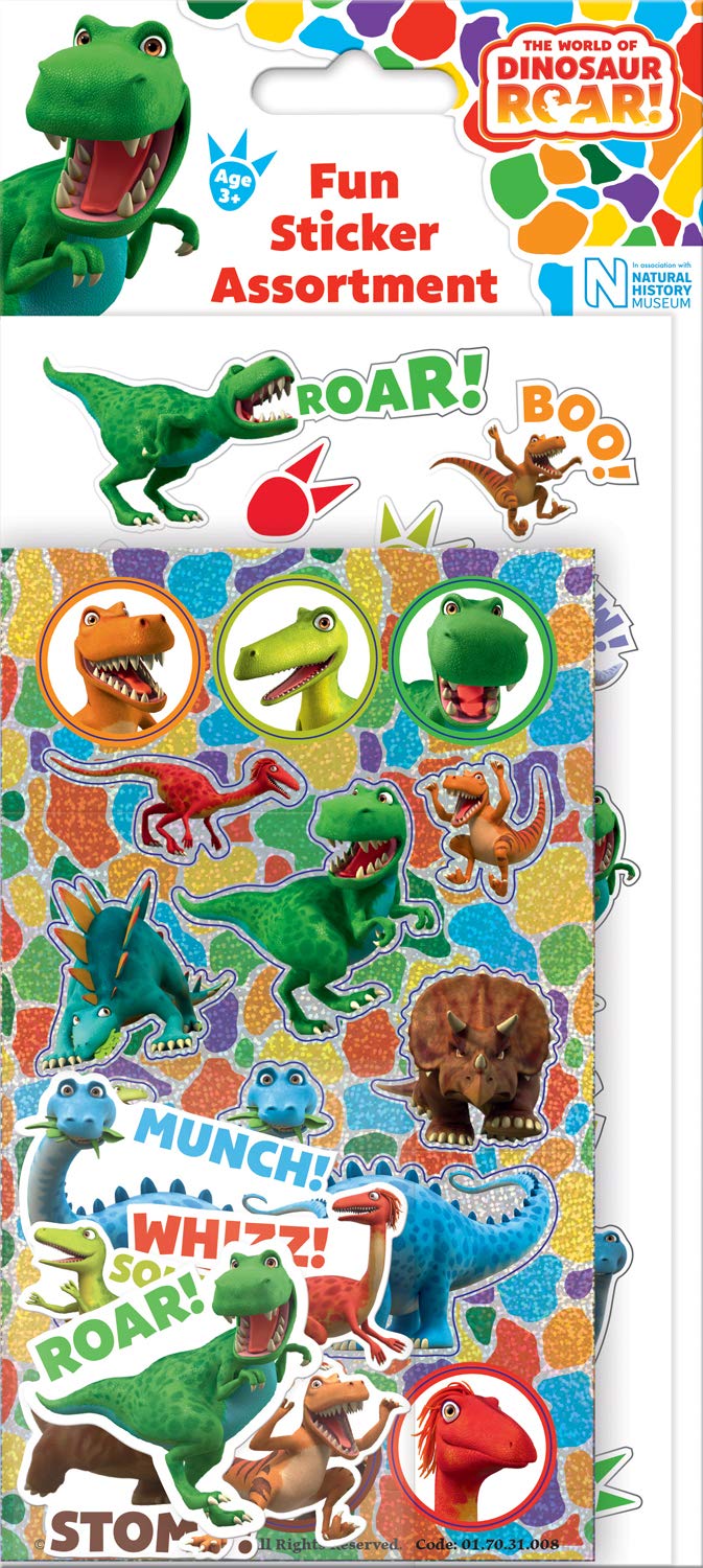 Paper Projects The World of Dinosaur Roar Assorted Sticker Pack | Includes 3 Types of Stickers | Perfect for Decoration and Scrapbooking,White,24.5cm x 11cm