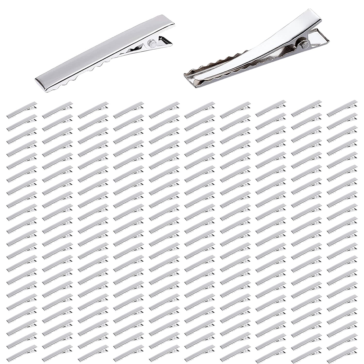 200 Pack 45mm Small Silver Metal Alligator Hair Clips Curl Section Crocodile Barrettes Duckbill Hairclips Hair Bow Making Crafts DIY Hair Accessories for Girls