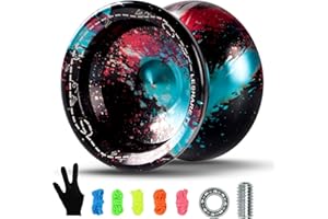 JOLESHARE Professional Unresponsive Yoyo for Pros and Responsive Yoyos for Kids Beginners, Package Includes Replaceable Responsive Bearings, yo-yo Gloves, and 5 yo-yo Cords(Red Blue Black)