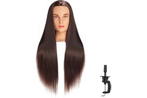 Hairingrid 26"-28" Mannequin Head Hair Styling Training Head Manikin Cosmetology Doll Head Synthetic Fiber Hair and Free Clamp Holder (Brown)