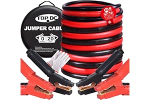 TOPDC Jumper Cables Heavy Duty 0 Gauge 20 Feet 1000Amp Booster Cables for Car Battery, Heavy Duty 2/0 Gauge Cables for Diesel Trucks, Protable Jumper Cables Kit with Case, Gloves