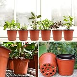 Augshy 6 Inch Plastic Plant Nursery Pots 130 Pack Terracotta Black Interior view 5