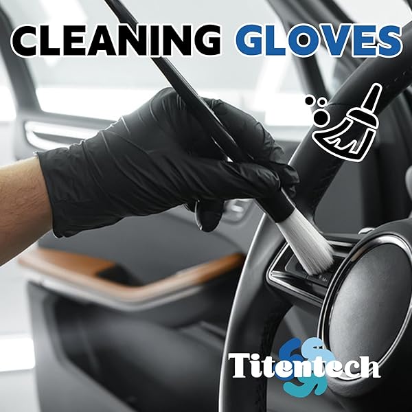 TITENTECH BLACK NITRILE GLOVES, 3.2MIL DISPOSABLE MEDICAL EXAM GLOVE LATEX&POWDER FREE, FOOD PREP, NON-STERILE 1000 COUNT MEDIUM
