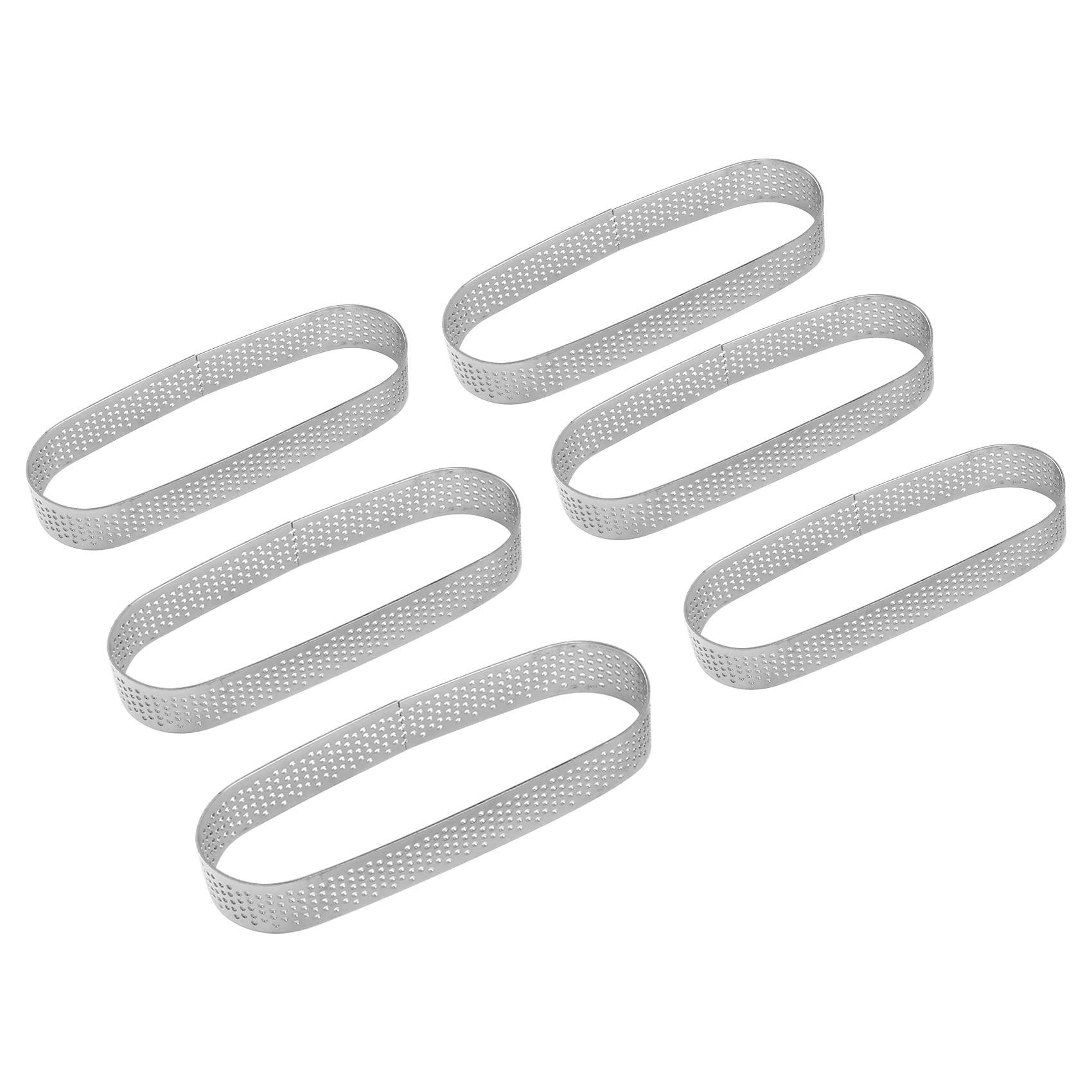 Fhjsyeirly 6PCS Oval Tart Ring Stainless Steel Perforated Mold Mousse Ring French Dessert Cake Decorating Mousse Mould Bakeware