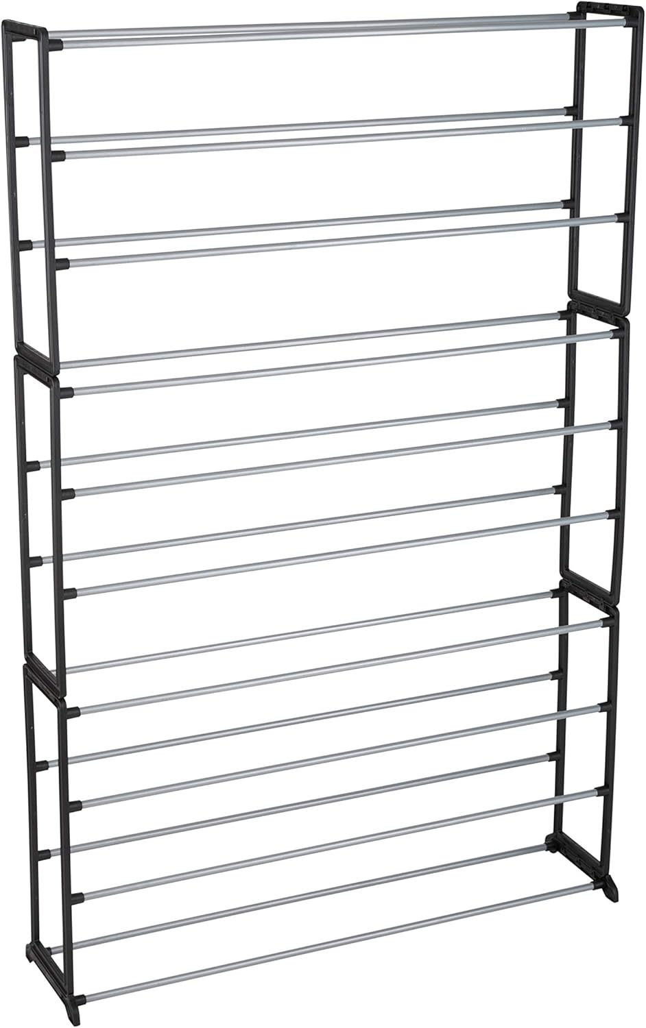 free standing shoe rack on Amazon Com Simplify 50 Pair Free Standing Shoe Rack Storage Shelf Organizer Good For Sneakers Heels Boots Pumps Black Home Kitchen