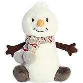 Aurora® Festive Holiday Wren Snowman™ with Scarf Stuffed Animal - Seasonal Characters for Holiday Décor - Perfect Stocking Stuffers for Kids and Collectors - White 9 Inches