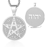VASSAGO Tetragrammaton Pentagram Necklace For Men Women Pentacle Pendant Hebrew Name of God Symbol Protection Amulet Wicca Pagan Jewelry Gifts
