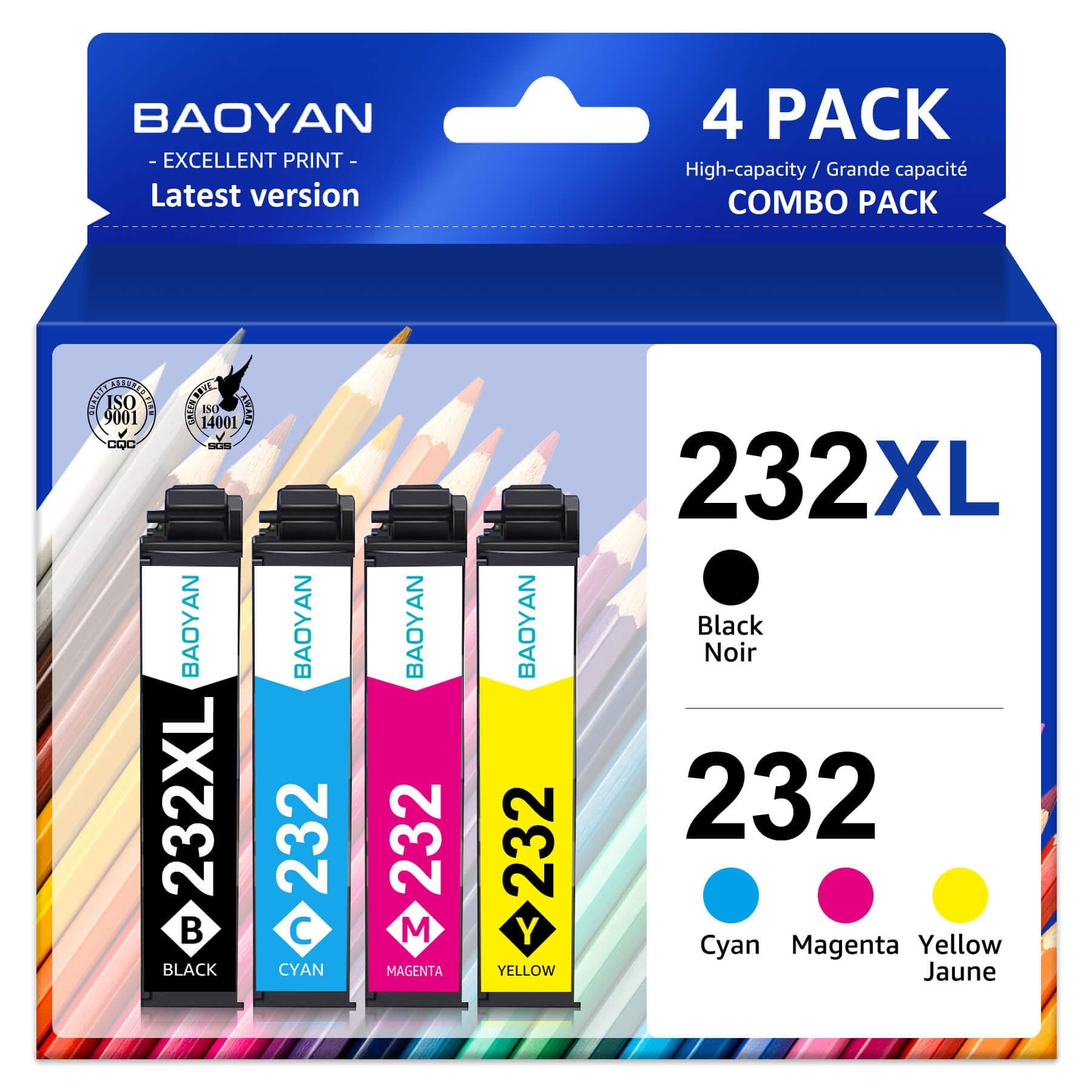 Photo 1 of 232XL Ink Cartridges for Epson Printer Remanufactured for Epson 232XL Ink Cartridges Combo Pack for Expression Home XP-4200 XP-4205 Workforce WF-2930 WF-2950 XP4200 WF2950 (Black Cyan Magenta Yellow)