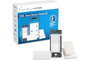 Lutron Diva Smart Dimmer Switch Kit for Caseta Lighting w/ Hub, Pico Remote & Pedestal, Smart Dimmer Works with Apple Home, Ring, Google Home, 3 Way, DVRF-BDG-1DP-A