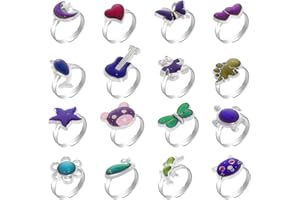 SUMERSHA 16Pcs Mood Rings Adjustable Color Changing Rings for Women Birthday Party Favors Halloween Costume Props