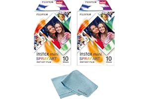 FUJIFILM Instant Mini Spray Art Film 2 Pack (20 Shots) + BluebirdSales Microfiber Cleaning Cloth - Creative Instant Photography Bundle